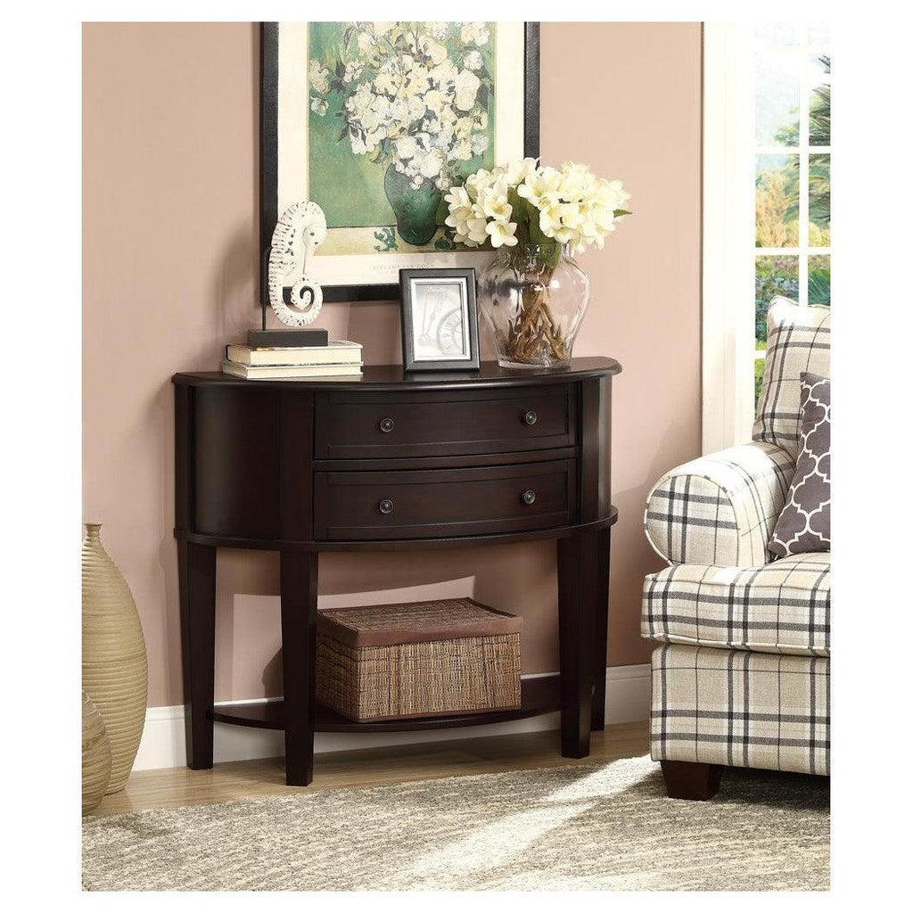 Diane 2-drawer Demilune Shape Console Table Cappuccino 950156