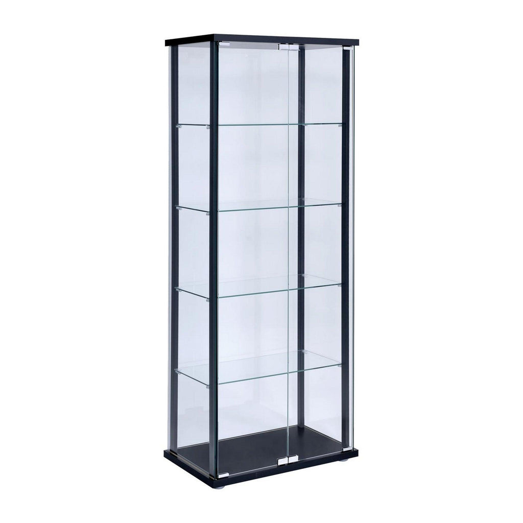 Delphinium 5-shelf Glass Curio Cabinet Black and Clear 950170