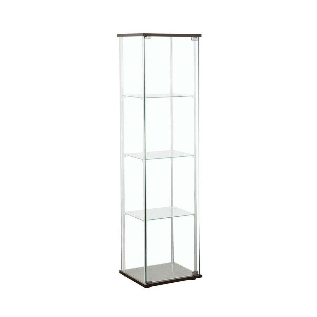 Bellatrix Rectangular 4-shelf Curio Cabinet Cappuccino and Clear 950172