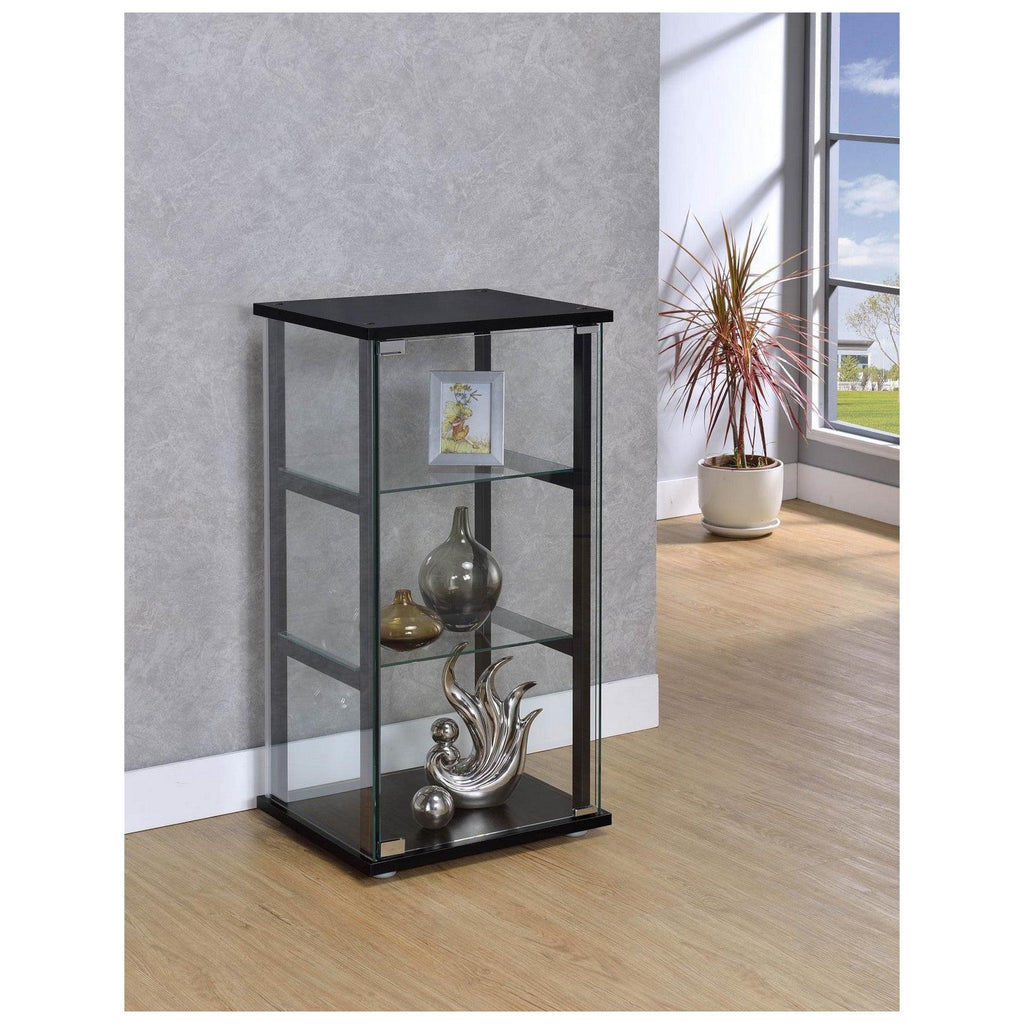 Cyclamen 3-shelf Glass Curio Cabinet Black and Clear 950179
