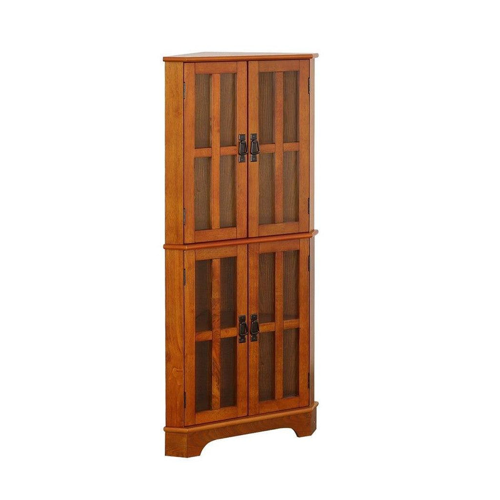 Coreosis 4-shelf Corner Curio Cabinet Golden Brown 950185