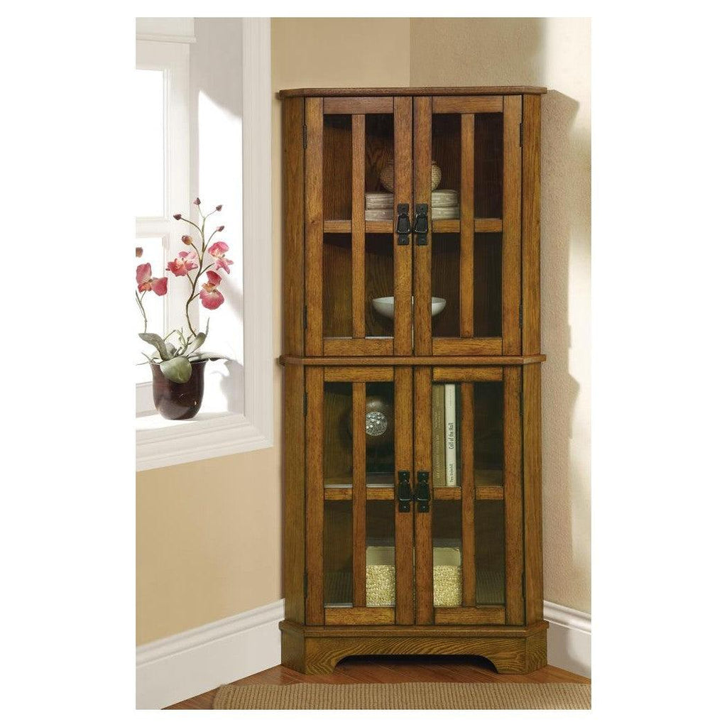 Coreosis 4-shelf Corner Curio Cabinet Golden Brown 950185