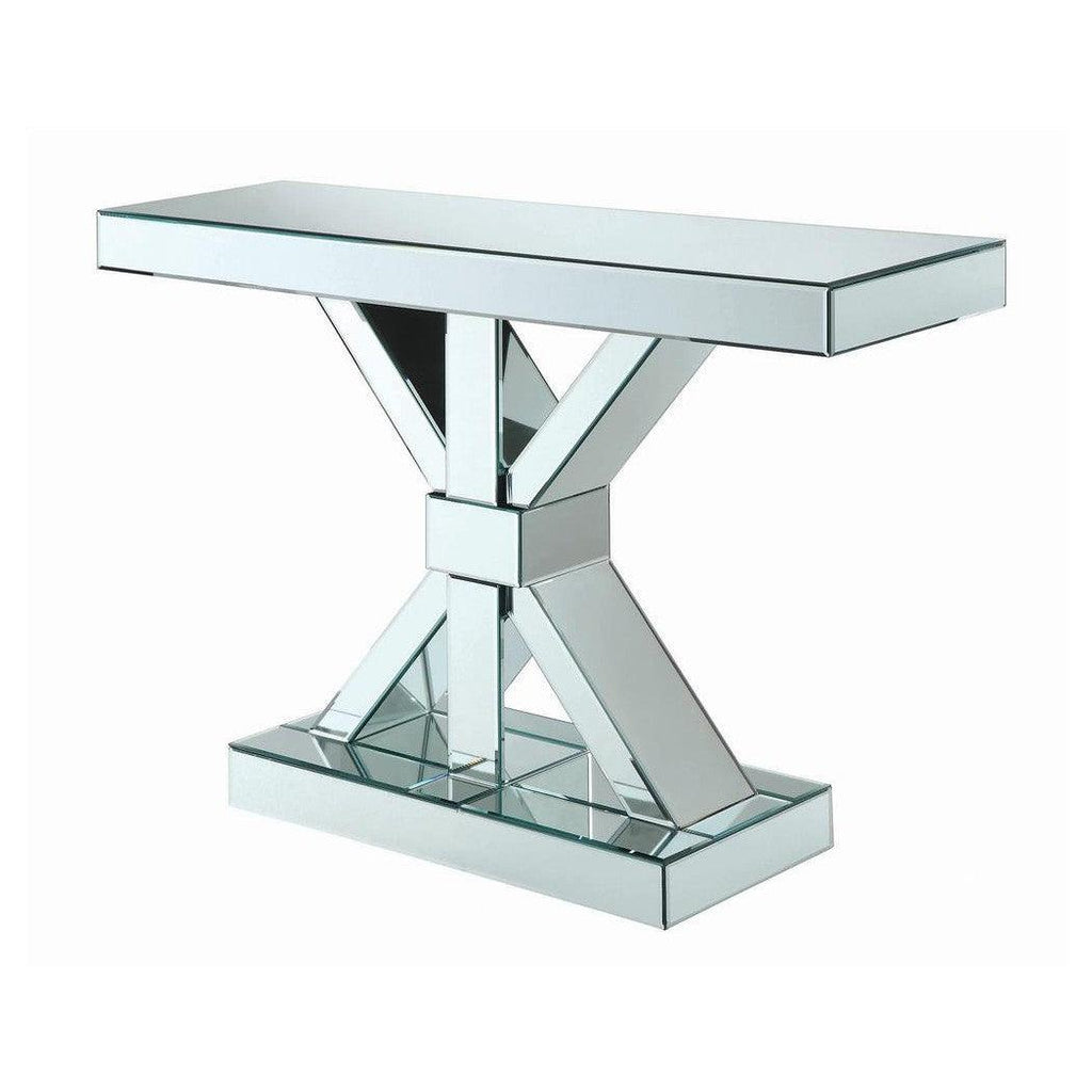Lurlynn X-shaped Base Console Table Clear Mirror 950191
