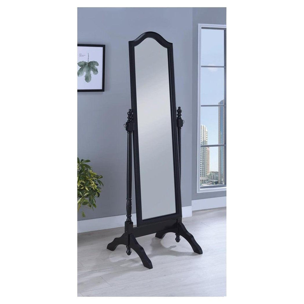 Cabot Rectangular Cheval Mirror with Arched Top Black 950801