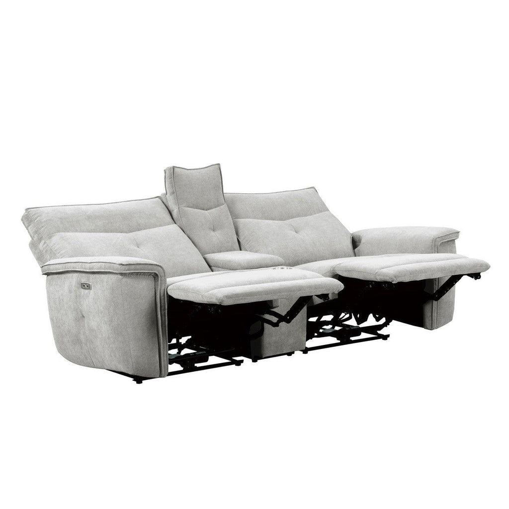 (3)Power Double Reclining Love Seat with Center Console and Power Headrests 9509MGY-2CNPWH*