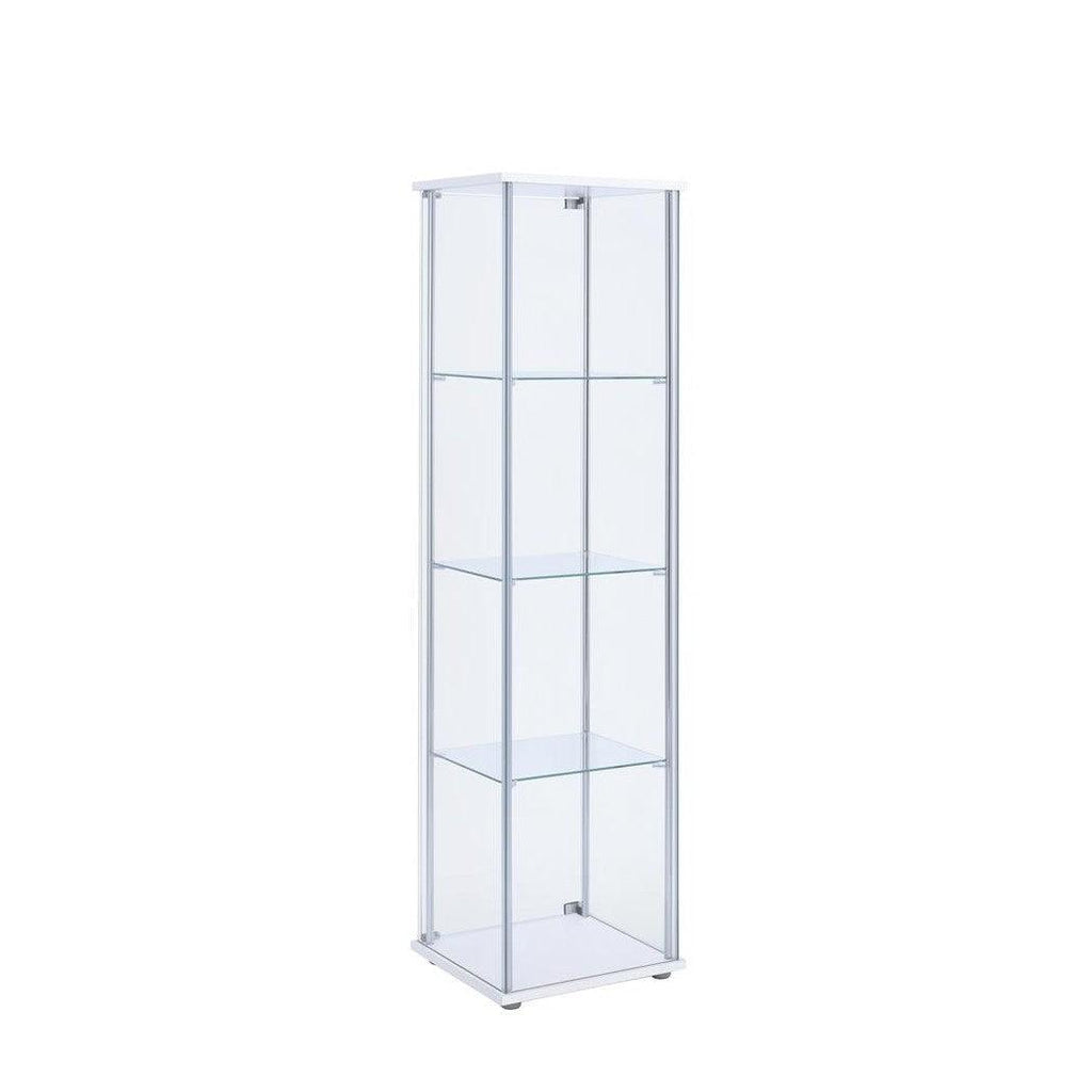 Bellatrix Rectangular 4-shelf Curio Cabinet White and Clear 951072