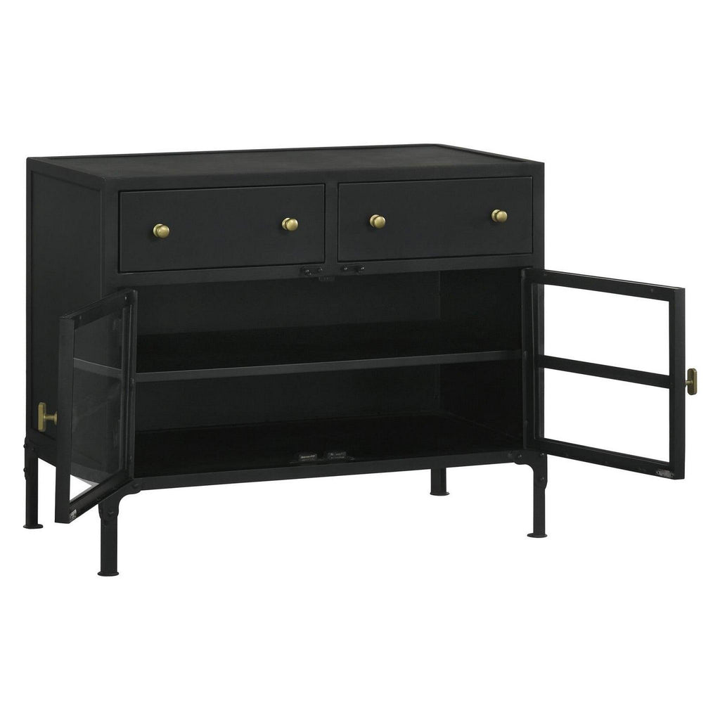 Sadler 2-drawer Accent Cabinet with Glass Doors Black 951761
