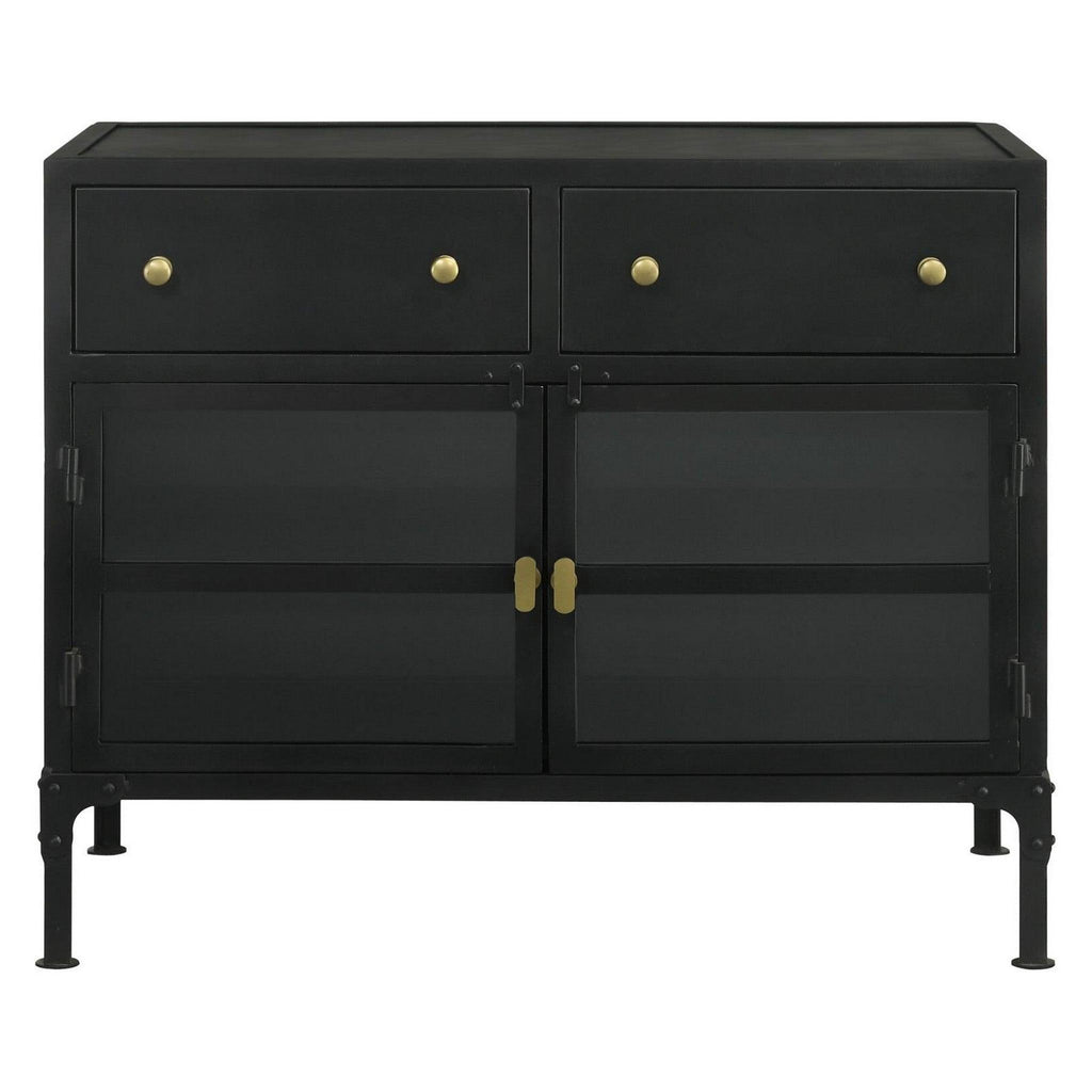 Sadler 2-drawer Accent Cabinet with Glass Doors Black 951761