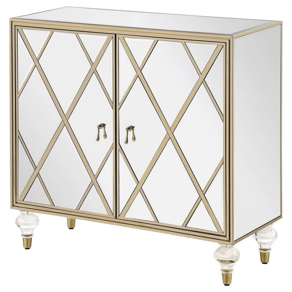 Astilbe 2-door Accent Cabinet Mirror and Champagne 951851