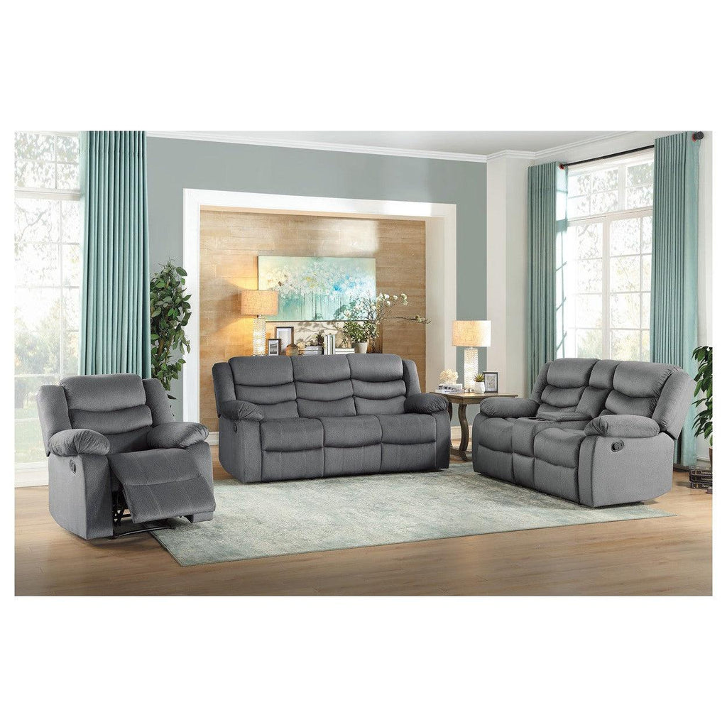 DOUBLE RECLINING SOFA, GRAY 100% POLYESTER 9526GY-3