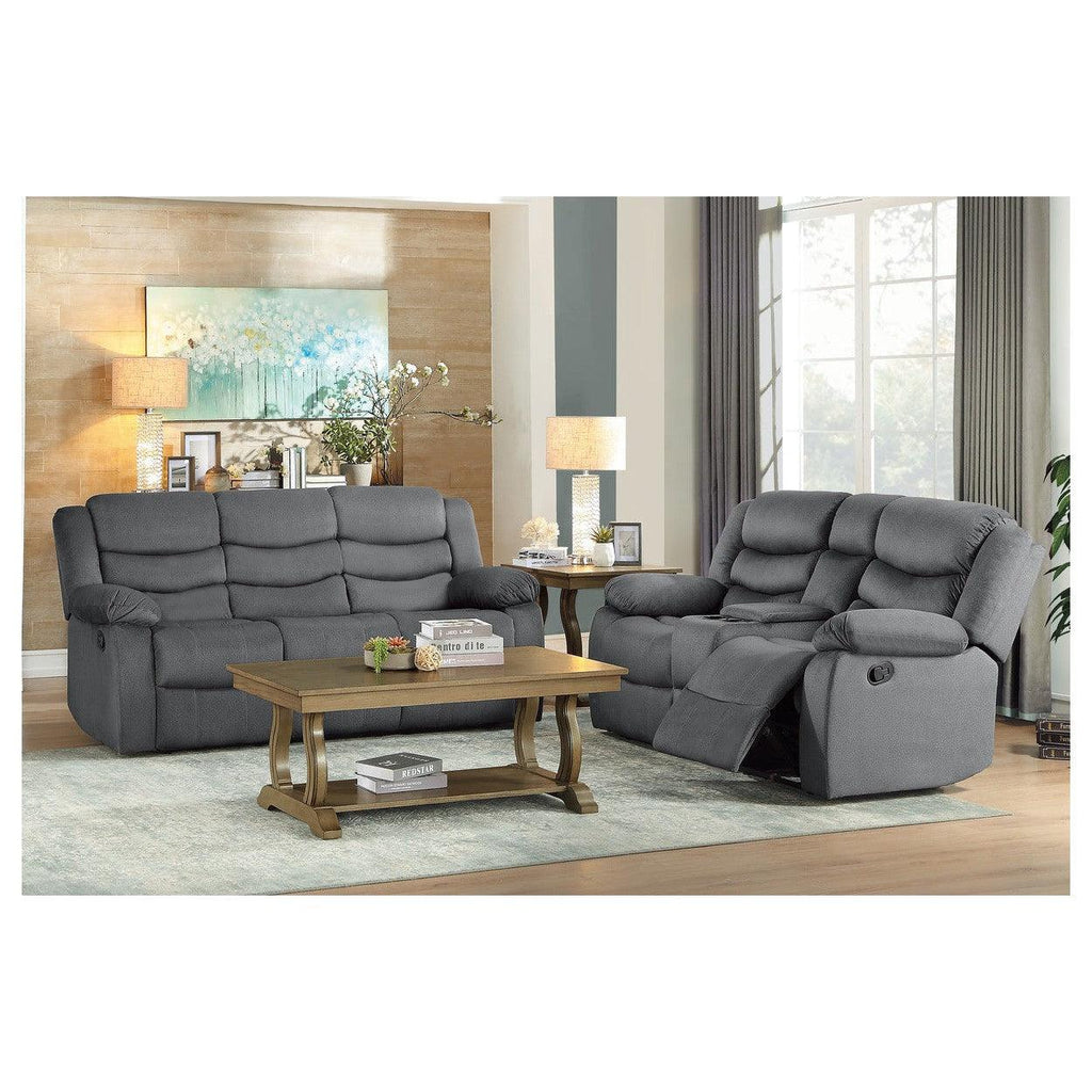 DOUBLE RECLINING SOFA, GRAY 100% POLYESTER 9526GY-3