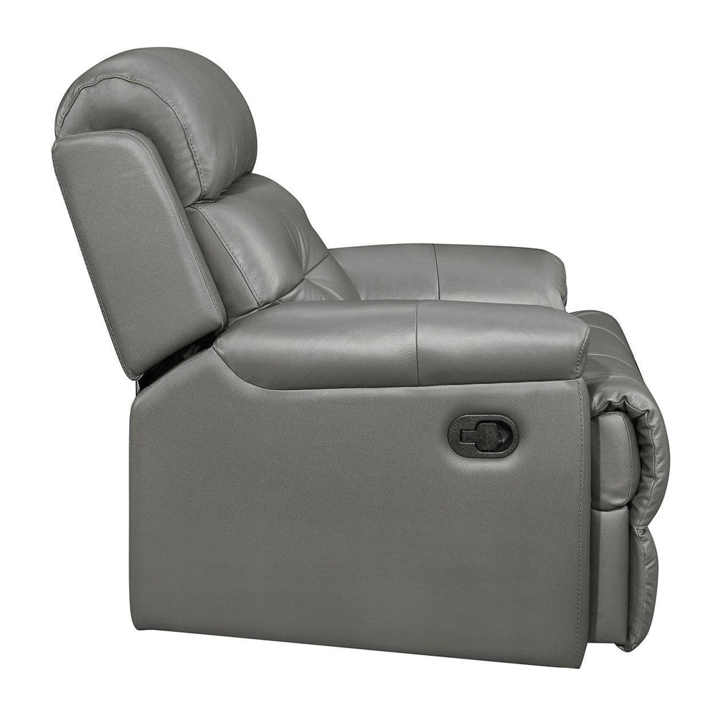 RECLINING CHAIR, GRAY TOP GRAIN LEATHER MATCH PVC 9529GRY-1