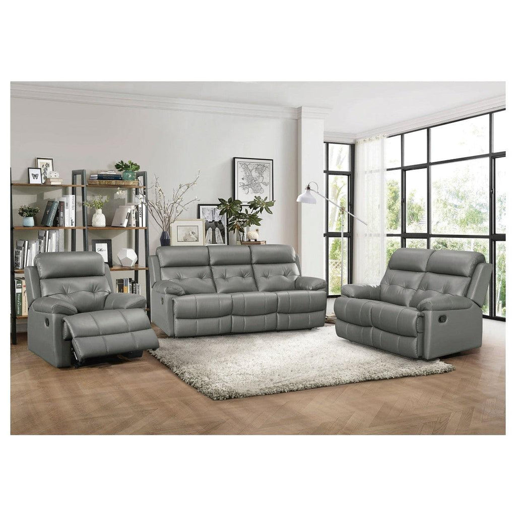 RECLINING CHAIR, GRAY TOP GRAIN LEATHER MATCH PVC 9529GRY-1