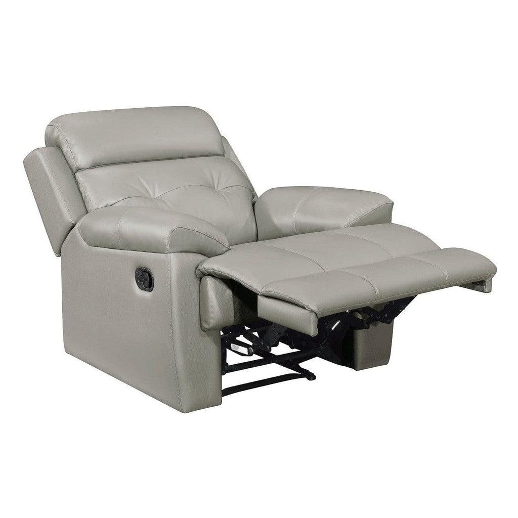 RECLINING CHAIR, SILVER GRAY TOP GRAIN LEATHER MATCH PVC 9529SVE-1