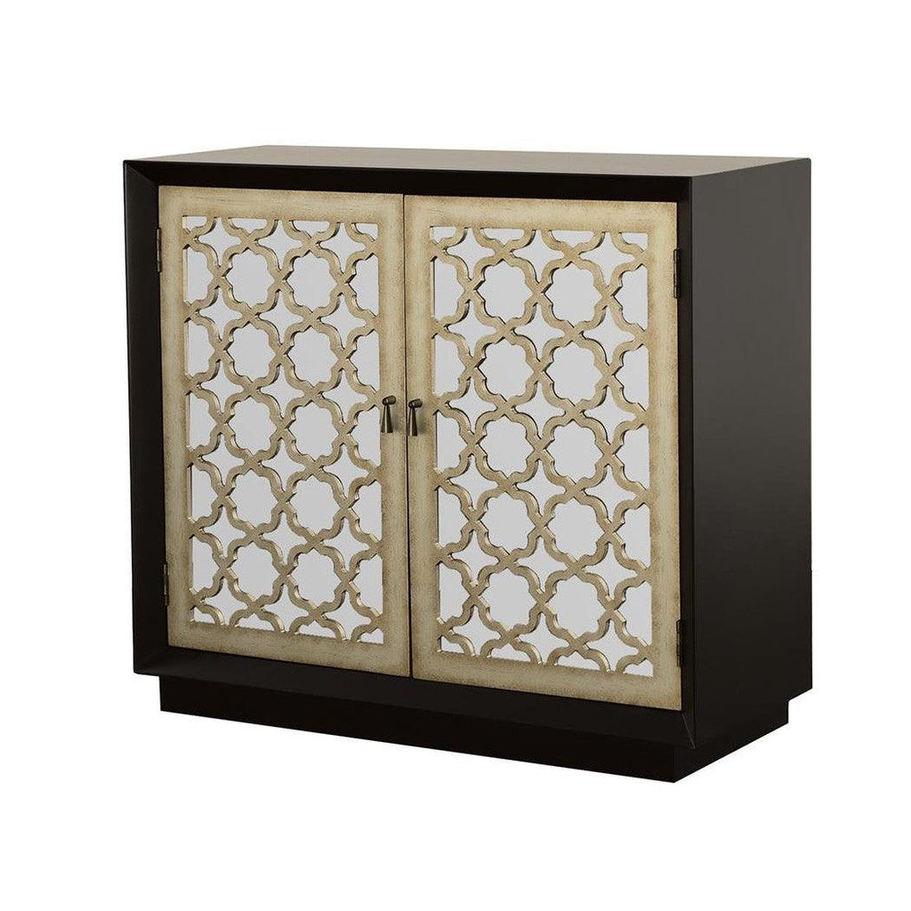 Cailean 2-door Accent Cabinet with Lattice Pattern Black 953345