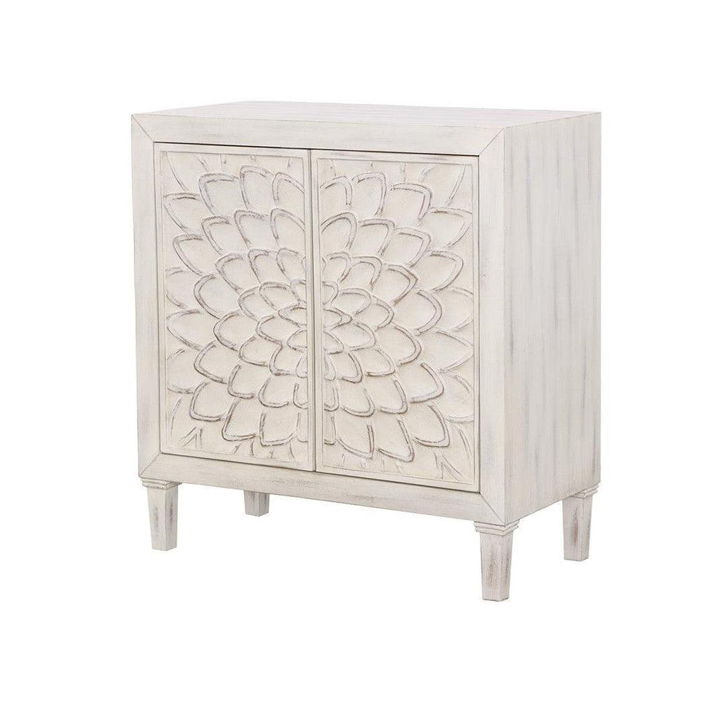 Clarkia Accent Cabinet with Floral Carved Door White 953347