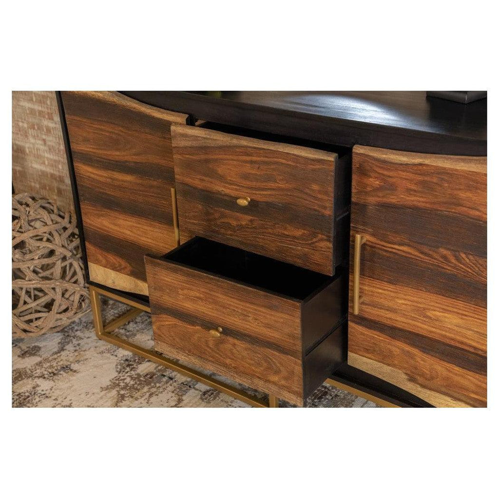 Zara 2-drawer Accent Cabinet Black Walnut and Gold 953466