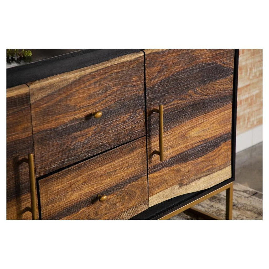 Zara 2-drawer Accent Cabinet Black Walnut and Gold 953466