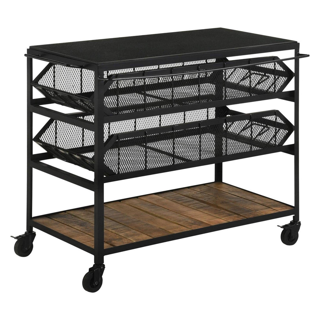 Evander Accent Storage Cart with Casters Natural and Black 953504