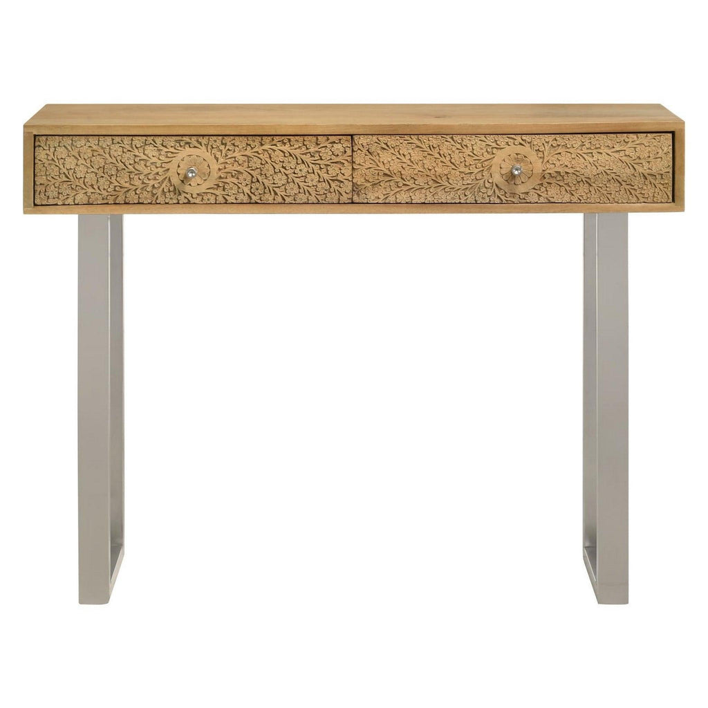 Draco Console Table with Hand Carved Drawers Natural 953512