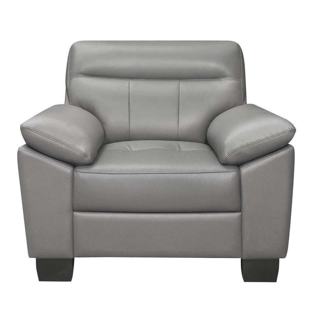 CHAIR, GRAY TOP GRAIN LEATHER MATCH PVC 9537GRY-1