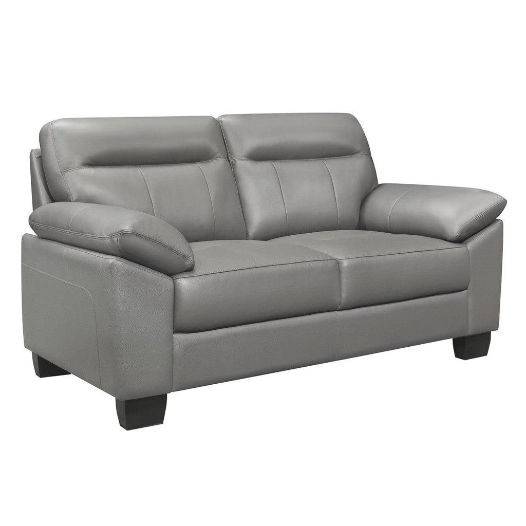 LOVE SEAT, GRAY TOP GRAIN LEATHER MATCH PVC 9537GRY-2