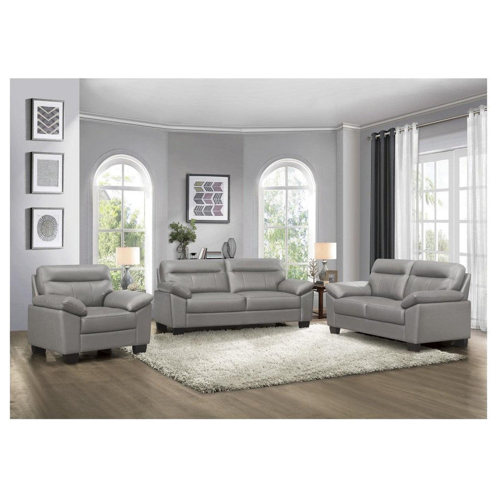 LOVE SEAT, GRAY TOP GRAIN LEATHER MATCH PVC 9537GRY-2