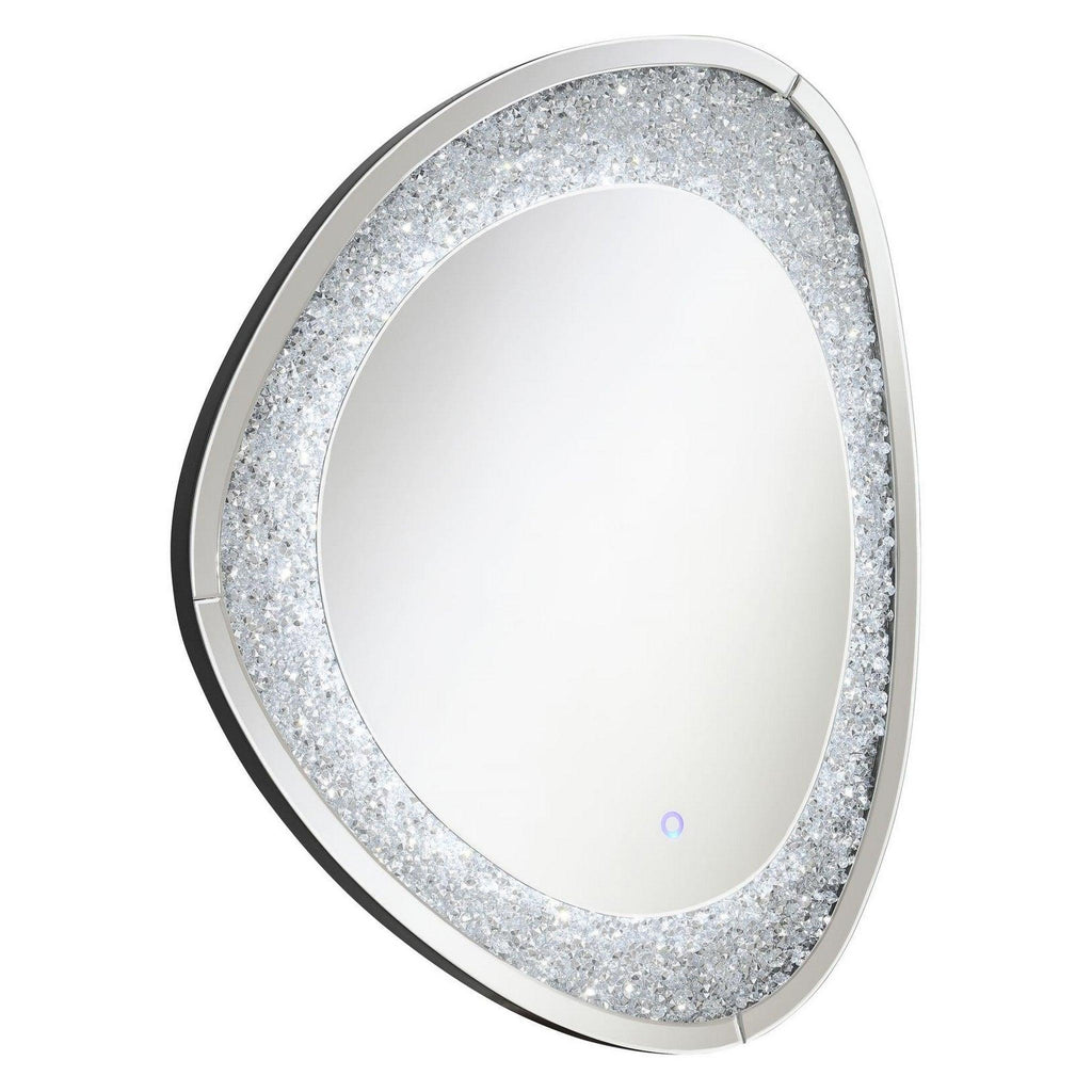 Cheval Mirror with Rhinestone Inlay and LED Silver