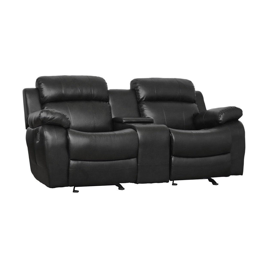DOUBLE GLIDER RECLINING LOVE SEAT W/ CNTR CONSOLE 9724BLK-2