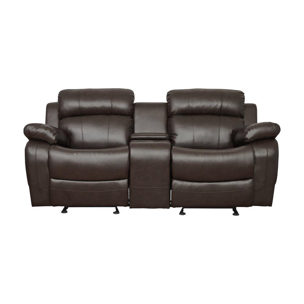 DOUBLE GLIDER RECLINING LOVE SEAT W/ CNTR CONSOLE 9724BRW-2