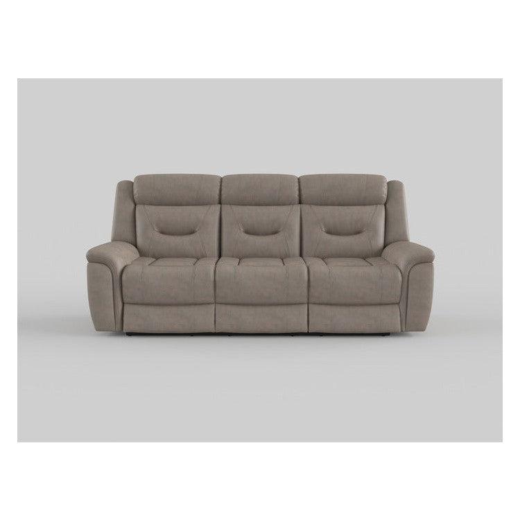 POWER DOUBLE RECLINING SOFA W/ POWER HEADRESTS & USB PORTS, BROWNISH GRAY TOP GRAIN LEATHER MATCH PVC 9528BRG-3PWH