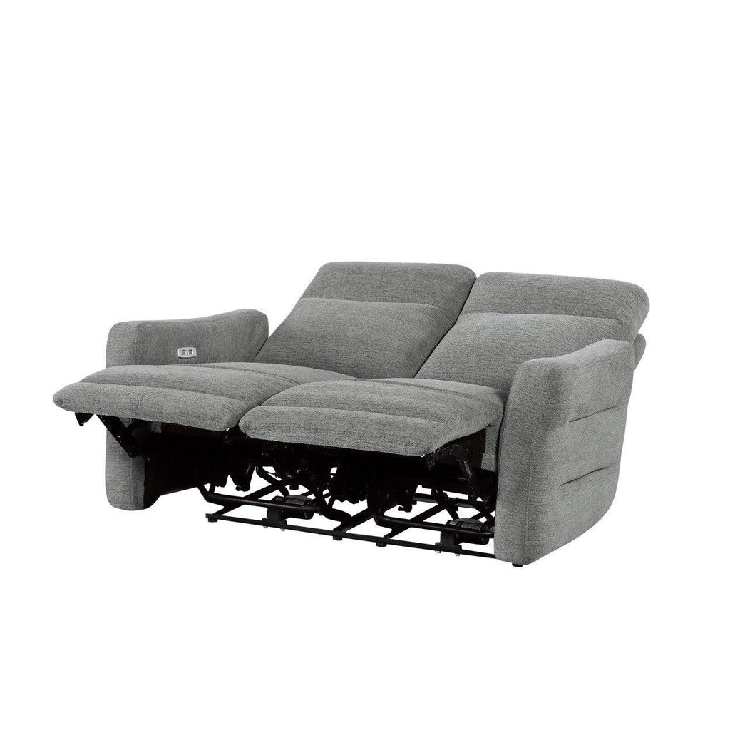 POWER D. LAY FLAT RECLINING LOVE SEAT W/ POWER HEADRESTS, DOVE 100% POLYESTER 9804DV-2PWH