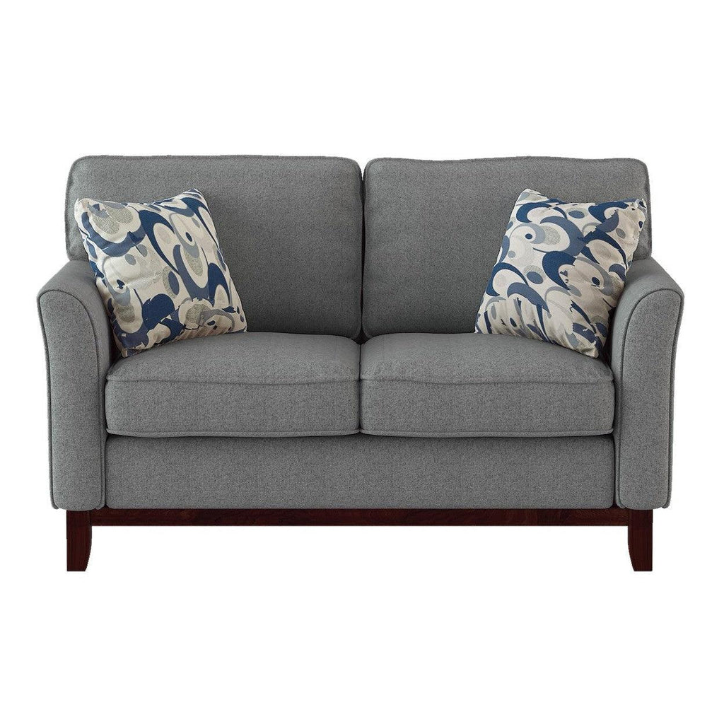 LOVE SEAT, 2 PILLOWS, GRAY 100% POLYESTER 9806GRY-2