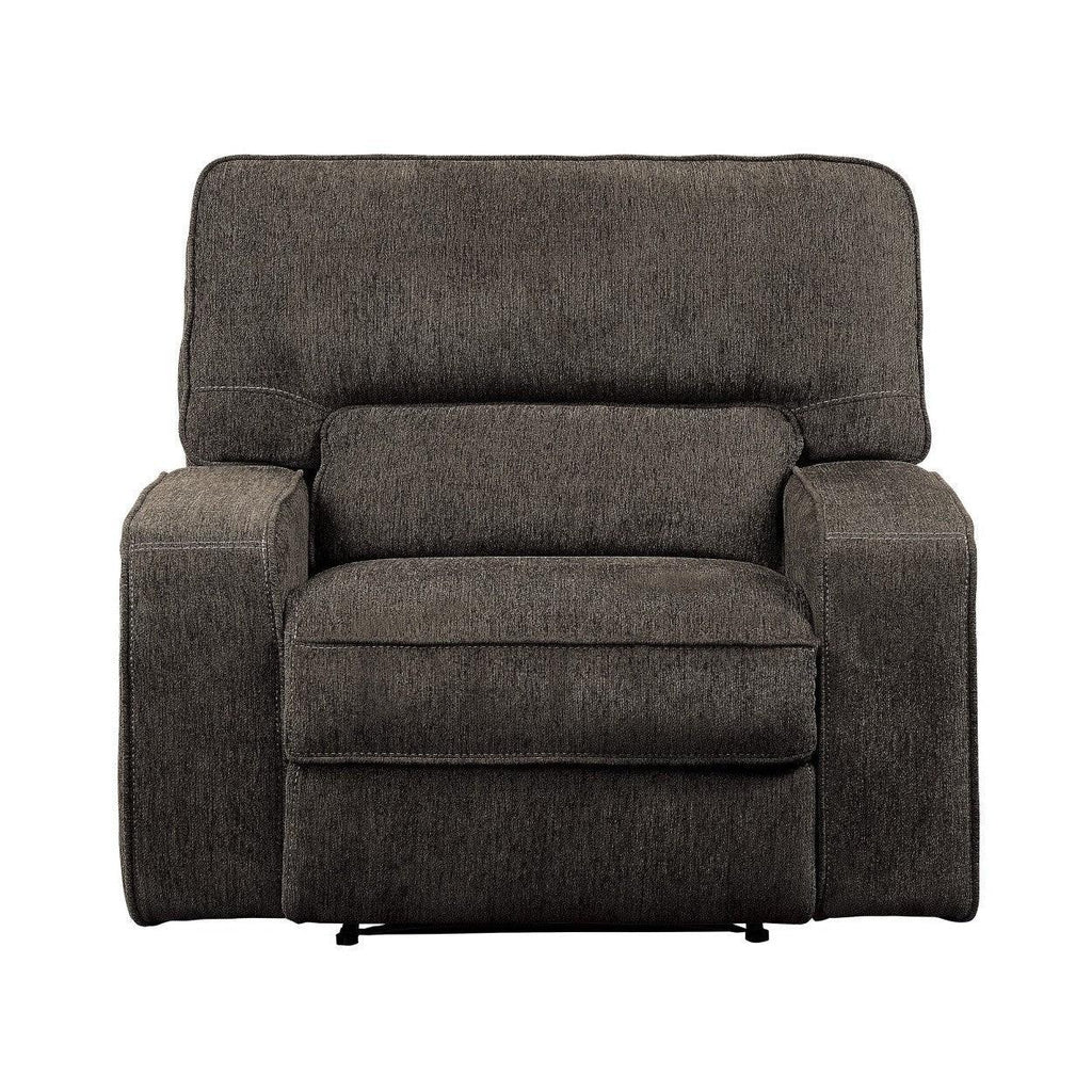 POWER RECLINING CHAIR WITH POWER HEADREST & USB PORT, CHOCOLATE 100% POLYESTER 9849CH-1PWH