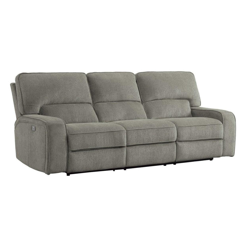 POWER DOUBLE RECLINING SOFA WITH POWER HEADRESTS & USB PORTS, MOCHA 100% POLYESTER 9849MC-3PWH