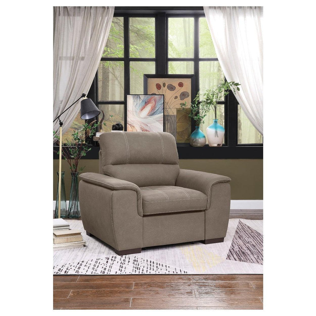 CHAIR W/ PULL-OUT OTTOMAN, TAUPE 100% POLYETSER 9858TP-1