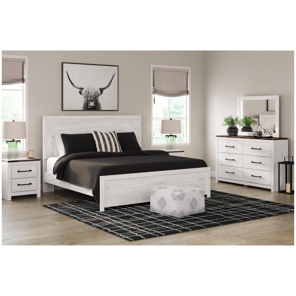 Gerridan King Panel Bed with Mirrored Dresser and Nightstand Ash-B1190B10