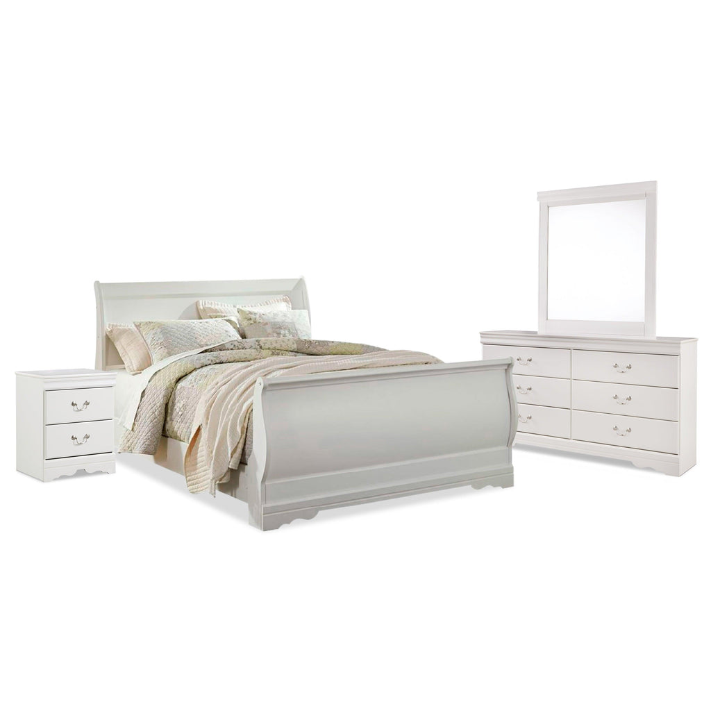 Anarasia Queen Sleigh Bed, Dresser, Mirror and Nightstand Ash-B129B9