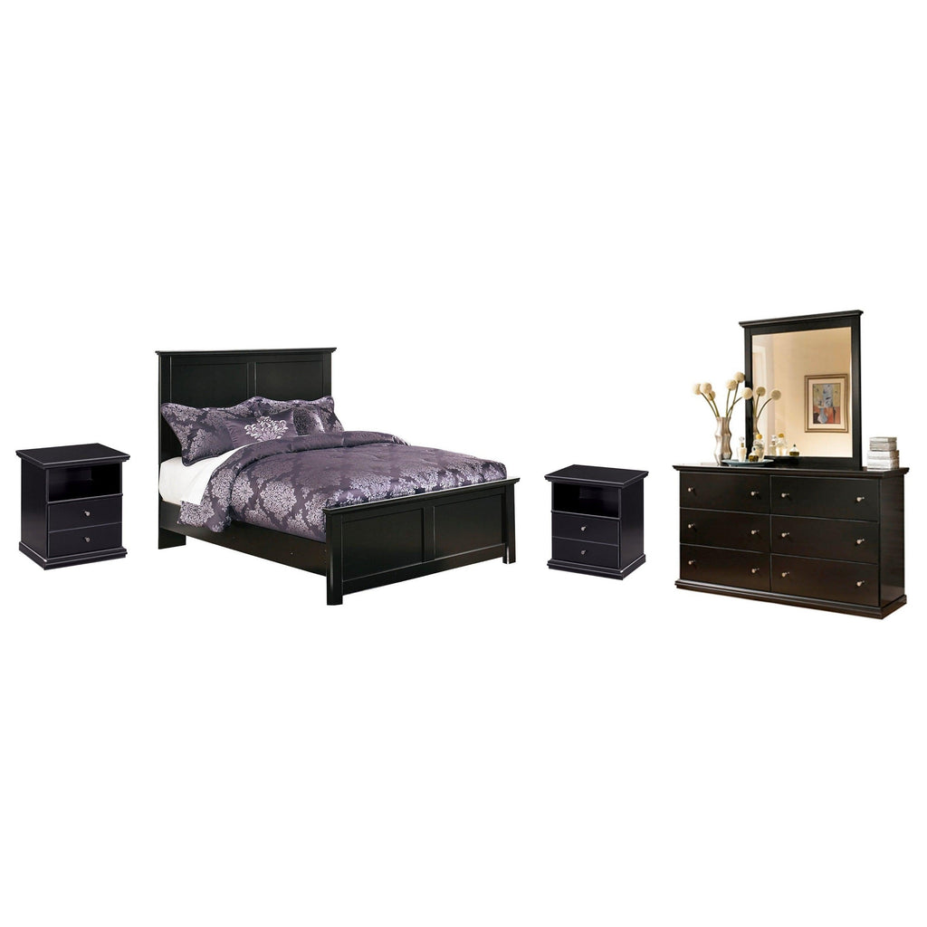 Maribel Full Panel Bed with Dresser, Mirror and 2 Nightstands Ash-B138B21