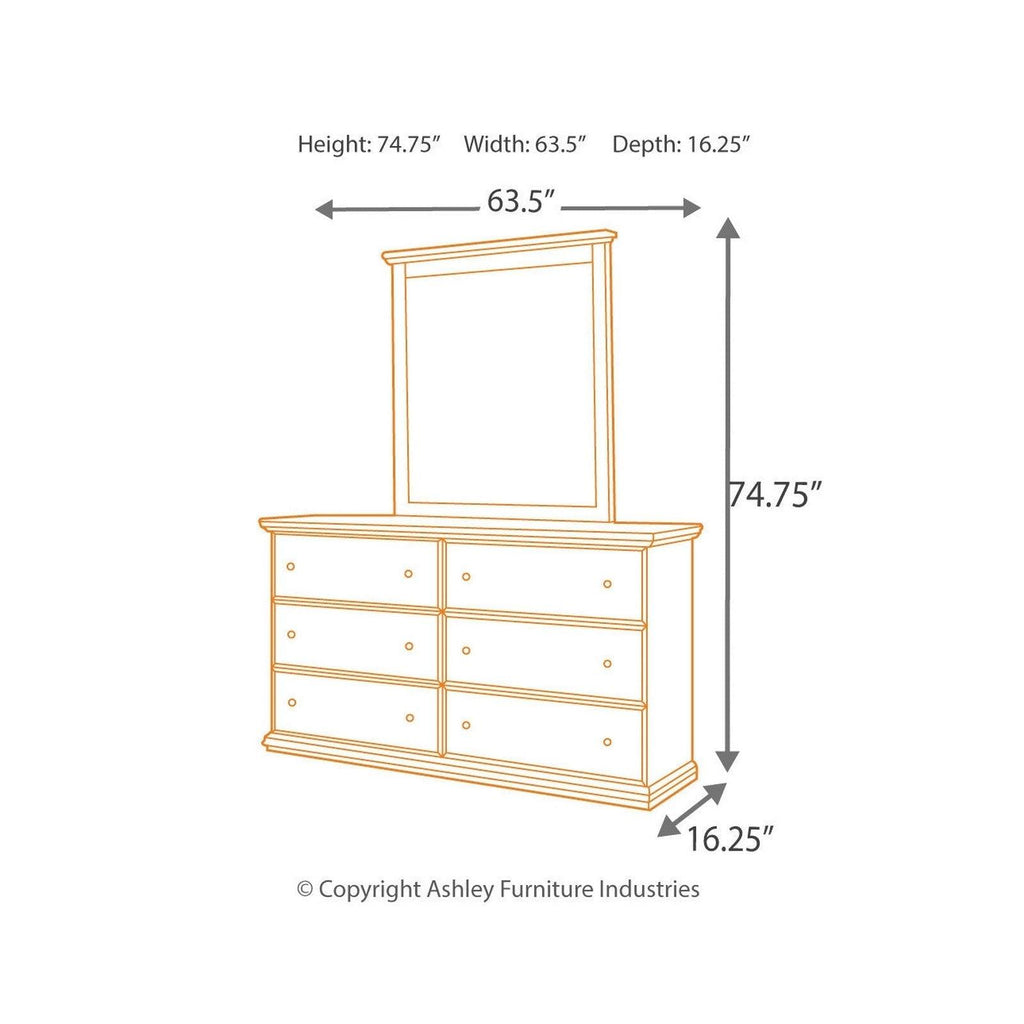 Maribel Queen Panel Bed with Dresser, Mirror and 2 Nightstands Ash-B138B23