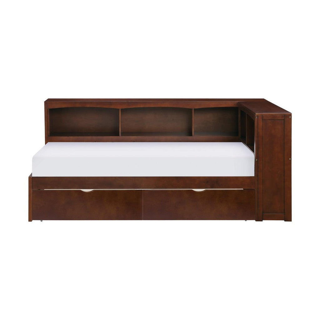 (4) Twin Bookcase Corner Bed with Storage Boxes B2013BCDC-1BCT*