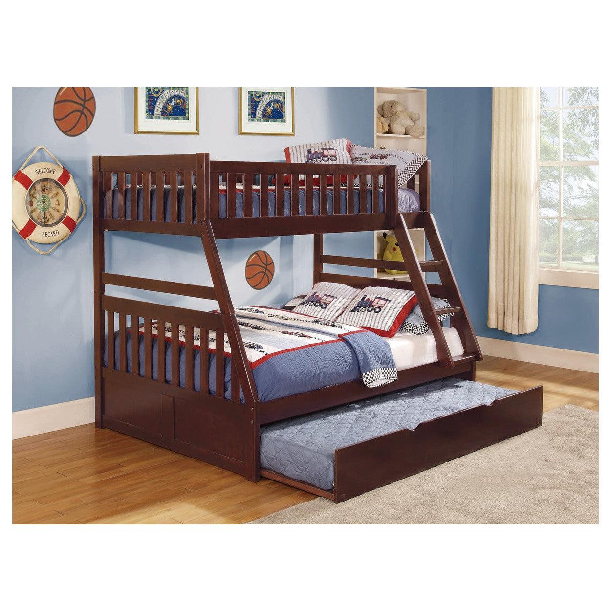 Homelegance Twin/Full Bunk Bed With Twin Trundle – Oak & Sofa
