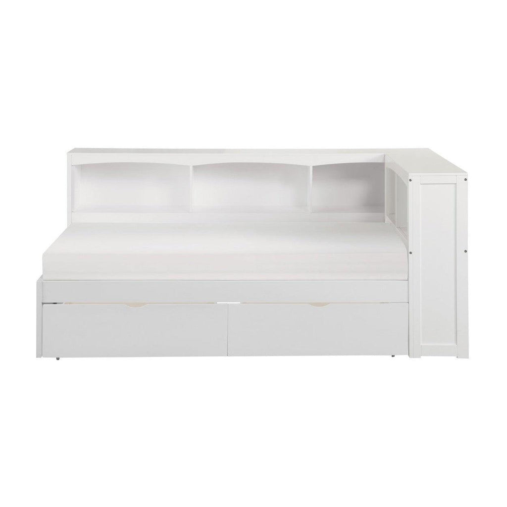 (4) Twin Bookcase Corner Bed with Storage Boxes B2053BCW-1BCT*