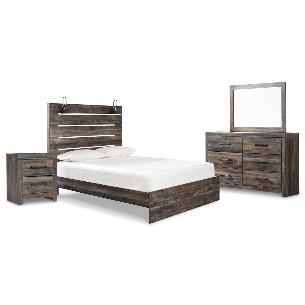 Drystan Queen Panel Bed, Dresser, Mirror and Nightstand Ash-B211B57