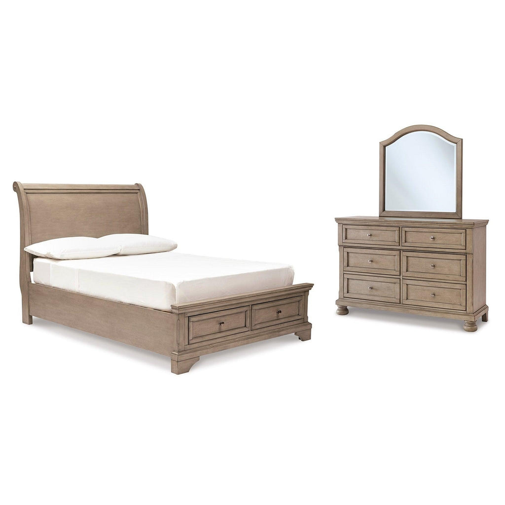 Lettner Full Sleigh Storage Bed, Dresser and Mirror Ash-B733B29