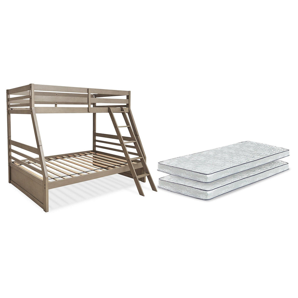 Lettner Twin over Full Bunk Bed with Mattresses Ash-B733B39