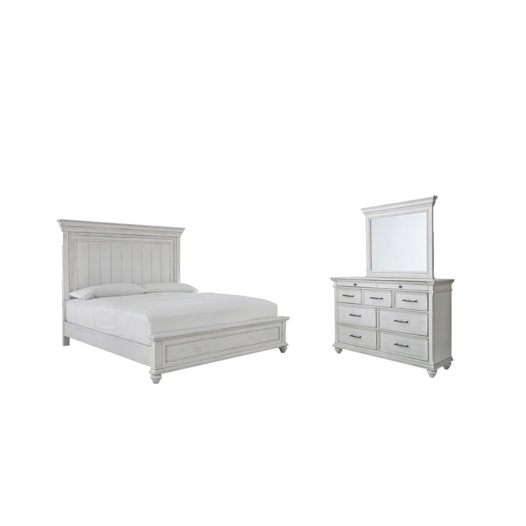 Kanwyn Queen Panel Bed with Dresser and Mirror Ash-B777B3