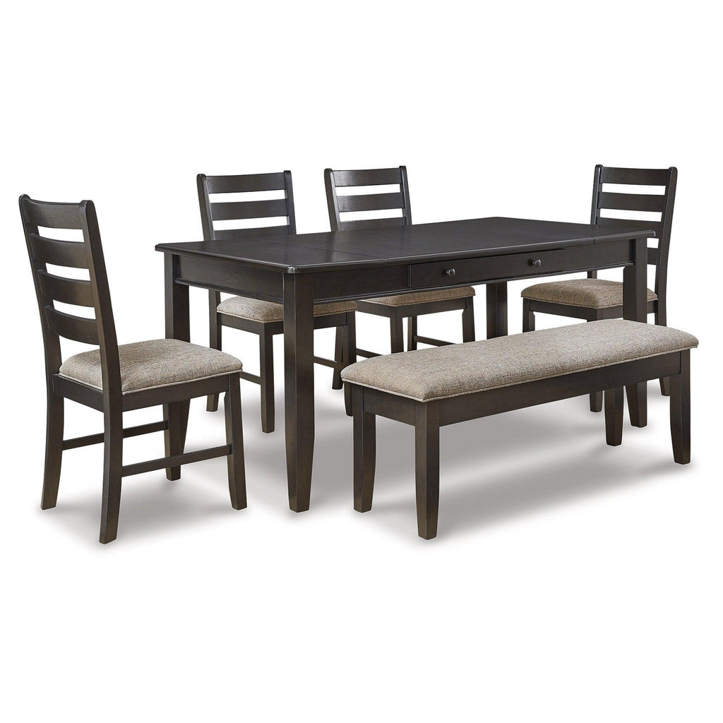 Ambenrock Dining Table, 4 Chairs and Bench Ash-D286D2