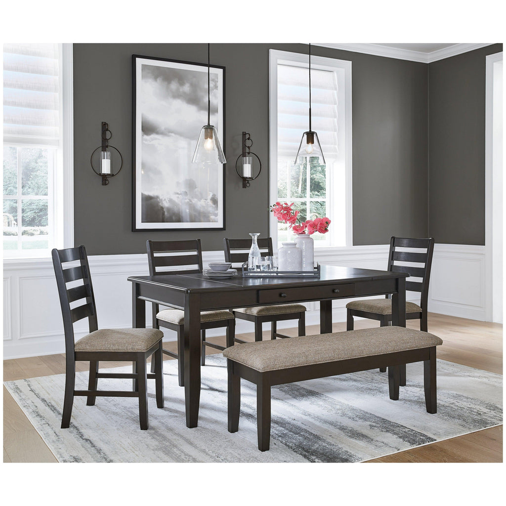 Ambenrock Dining Table, 4 Chairs and Bench Ash-D286D2