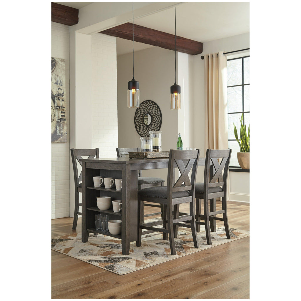 Caitbrook Counter Height Dining Table and 4 Barstools Ash-D388D2